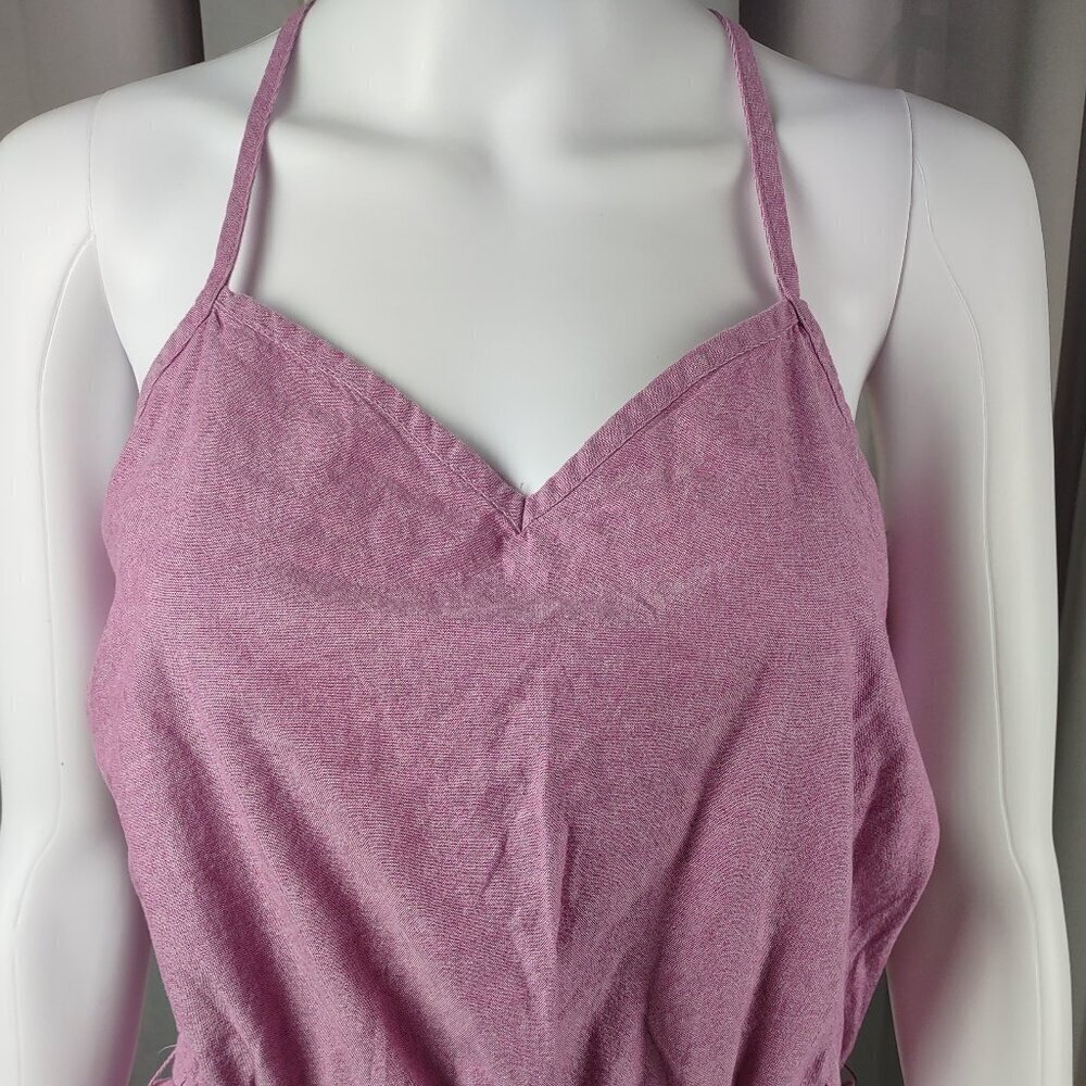 Mossimo Pink Crochet Back Romper 100% Cotton Knit Tie Waist Casual Size M - Picture 3 of 12